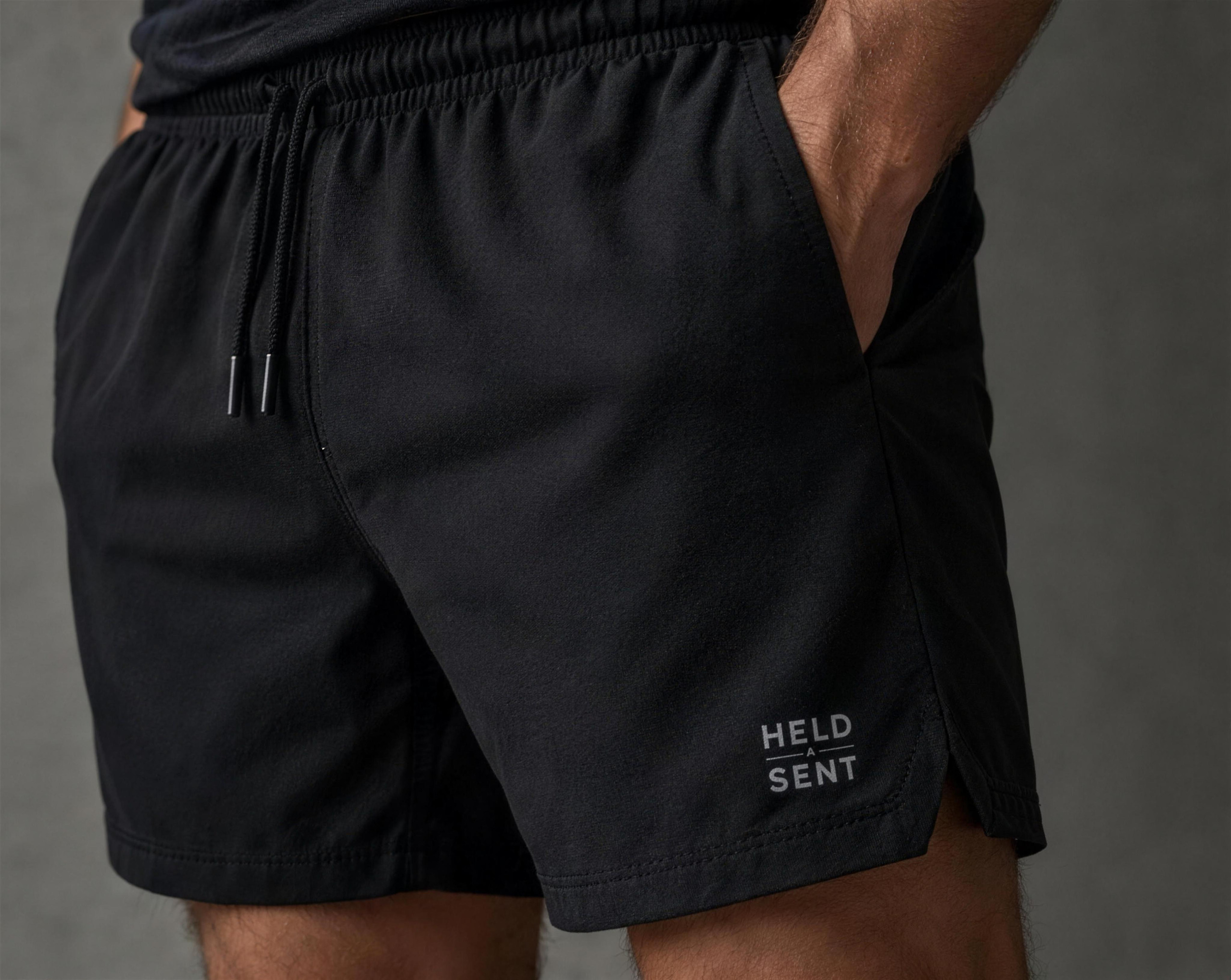 Motion Short worn, showing the drawcord and side pocket