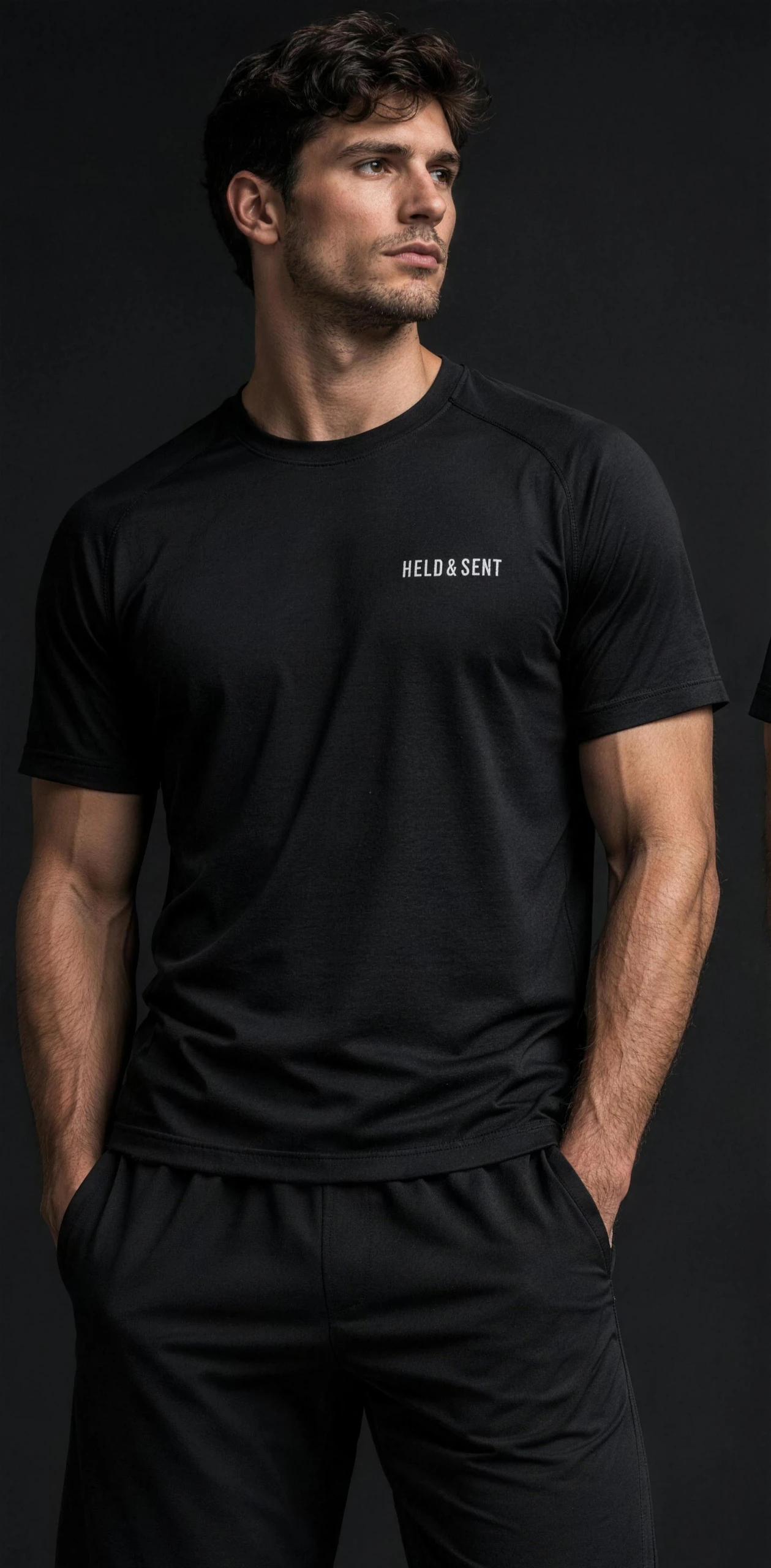 Core Training Tee, front, worn with training shorts
